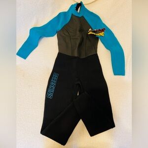 Women’s Bareskins Black and Teal Full-Length Wetsuit